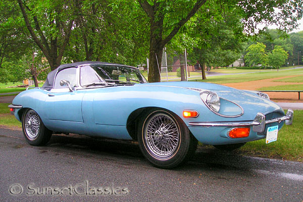 We have a sharp blue classic Jaguar XKE II convertible for sale This is a