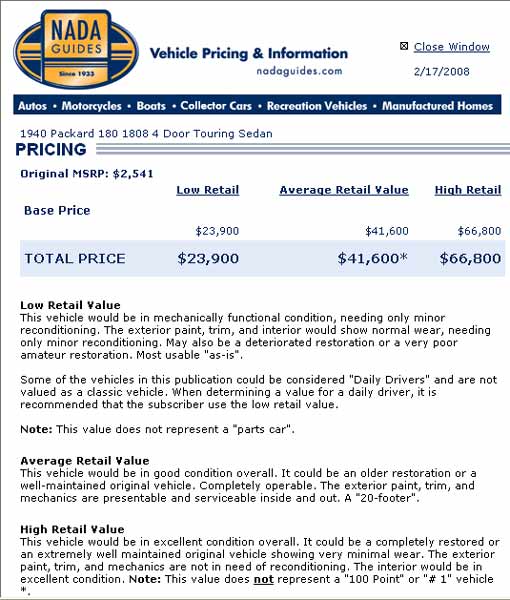 1940 Packard Nada Guide