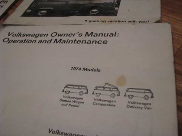 1974 VW Westfalia Owners Manuals